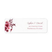 Elegant Burgundy Floral Wedding Address Labels (Voorkant)