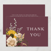 Elegant Burgundy Floral Wedding Bedankkaart (Voorkant / Achterkant)
