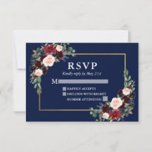Elegant Burgundy Floral Wedding Blue Gold Lijst