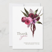 Elegant Burgundy Floral Wedding Hartelijk dank Kaart (Voorkant)