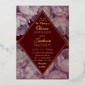 Elegant Burgundy Floral Wedding Invitation  Folie Uitnodiging (Voorkant)