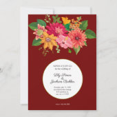 Elegant Burgundy Floral Wedding Invitation Kaart (Voorkant)