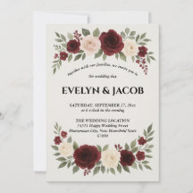 Elegant Burgundy Floral Wedding Invitation