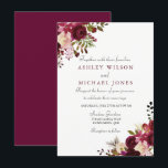 Elegant Burgundy Floral Wedding Invitation Kaart<br><div class="desc">Elegant Burgundy Floral Wedding Invitation Matching collectie in Niche en Nest store.</div>