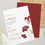 Elegant Burgundy Floral Wedding Invitation Kaart<br><div class="desc">Zet de toon voor een romantisch feest met deze mooie huwelijksuitnodiging met waterverf bloemen in rijke bordeauxrode en blozende tinten. Het minimalistische ontwerp in combinatie met het moderne schrift en de serif lettertypen geeft het een verfijnd maar toch warm gevoel - ideaal voor herfst-, winter- of officiële bruiloften. Pas met...</div>
