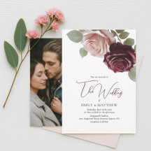 Elegant Burgundy Floral Wedding Invitation