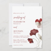 Elegant Burgundy Floral Wedding Invitation Kaart (Voorkant)