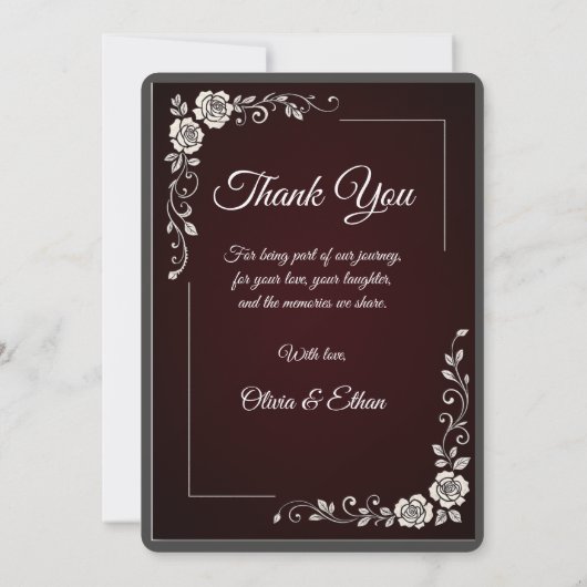 Elegant Burgundy Floral Wedding Invitation Kaart (Achterkant)