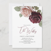 Elegant Burgundy Floral Wedding Invitation Kaart (Voorkant)