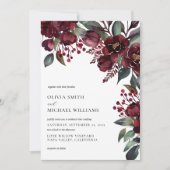 Elegant Burgundy Floral Wedding Kaart (Voorkant)