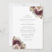 Elegant Burgundy Floral Wedding Kaart (Voorkant)