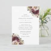 Elegant Burgundy Floral Wedding Kaart (Staand voorkant)