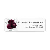 Elegant Burgundy Floral Wedding Label (Voorkant)