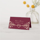 Elegant Burgundy Floral Wedding Place Card Plaatskaartje (Achterkant)