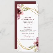 Elegant Burgundy Floral Wedding Programme (Voorkant / Achterkant)