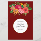 Elegant Burgundy Floral Wedding Programme (Voorkant)