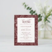 Elegant Burgundy Floral Wedding Rehearsal Dinner Kaart (Staand voorkant)