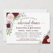 Elegant Burgundy Floral Wedding Rehearsal Dinner Kaart (Voorkant)