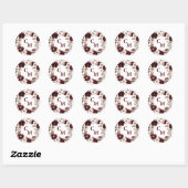 Elegant Burgundy Floral Wedding Ronde Sticker (Vel)