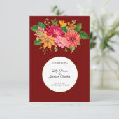 Elegant Burgundy Floral Wedding RSVP Kaartje (Staand voorkant)