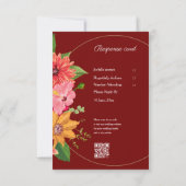 Elegant Burgundy Floral Wedding RSVP Kaartje (Achterkant)