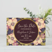 Elegant Burgundy Floral Wedding Save The Date (Staand voorkant)