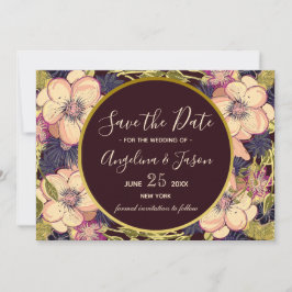 Elegant Burgundy Floral Wedding Save The Date