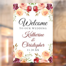 Elegant Burgundy Floral Welkom bij ons huwelijk