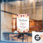 Elegant Burgundy Floral Welkom bij ons huwelijk Raamsticker (Cafe Raam)
