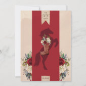 Elegant Burgundy Floral Winter Charro Quinceanera Kaart (Achterkant)