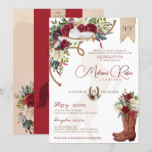 Elegant Burgundy Floral Winter Charro Quinceanera