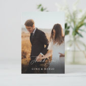 Elegant Burgundy Flower Photo Weddenschap Hartelij Bedankkaart (Staand voorkant)