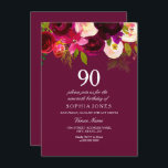 Elegant Burgundy Flowers 90th Birthday Invite Kaart<br><div class="desc">Elegant Burgundy Flowers 90th Birthday Invite Matching collectie in Niche and Nest store. Boho chic burgundy red white waterverf floral Beauful hand schilderde waterverf illustratie</div>