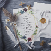 Elegant Burgundy Flowers Budget QR Code Wedding Kaart