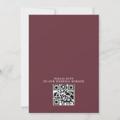 Elegant Burgundy Flowers Budget QR Code Wedding Kaart (Achterkant)