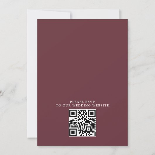 Elegant Burgundy Flowers Budget QR Code Wedding Kaart (Achterkant)