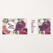 Elegant Burgundy Flowers Trendy Monogram Yoga Mat (Voorkant (horizontaal))