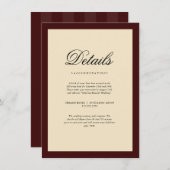 Elegant Burgundy Frame Wedding Details Informatiekaartje (Voorkant / Achterkant)