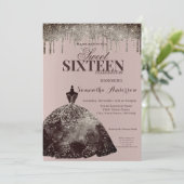 Elegant Burgundy Glitter Spark Sweet 16 Birthday Kaart (Staand voorkant)