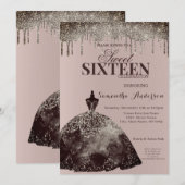 Elegant Burgundy Glitter Spark Sweet 16 Birthday Kaart (Voorkant / Achterkant)