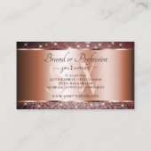 Elegant Burgundy Glitter Stars Monogram Roos Gold Visitekaartje (Achterkant)