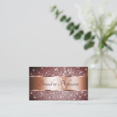 Elegant Burgundy Glitter Stars Monogram Roos Gold Visitekaartje (Staand voorkant)