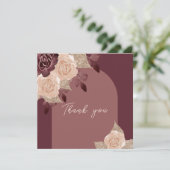 Elegant Burgundy Glittery Waterverf Rozen Weddensc Bedankkaart (Staand voorkant)