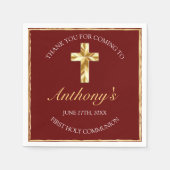 Elegant Burgundy Gold 1e Heilige Communie Dank u w Servet (Voorkant)