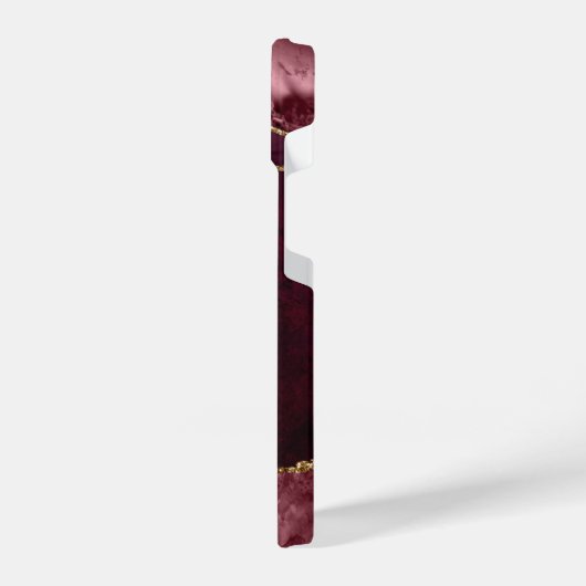 Elegant Burgundy Gold Agate Geode Monogram iPhone Hoesje (Linkerkant)