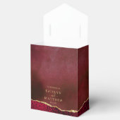 Elegant Burgundy & Gold Agate Wedding Bedankdoosjes (Geopend)