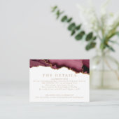 Elegant Burgundy Gold Agate Wedding Details Informatiekaartje (Staand voorkant)