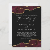 Elegant Burgundy Gold Agate Wedding Invitation Kaart (Voorkant)