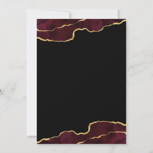 Elegant Burgundy Gold Agate Wedding Invitation Kaart (Achterkant)