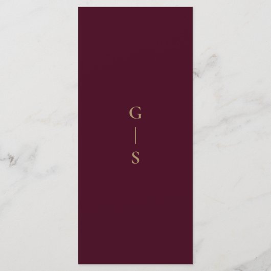 Elegant Burgundy Gold Agate Wedding Menu (Achterkant)